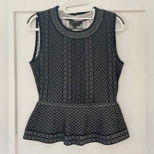 BCBGMAXAZRIA Jaylenne Textured Knit Sleeveless Peplum Top – XS/S